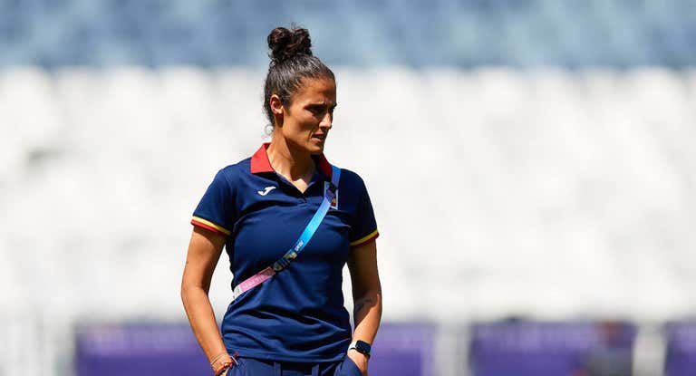 Montse Tomé, seleccionadora española, en uno de los entrenamientos en estos Juegos Olímpicos.