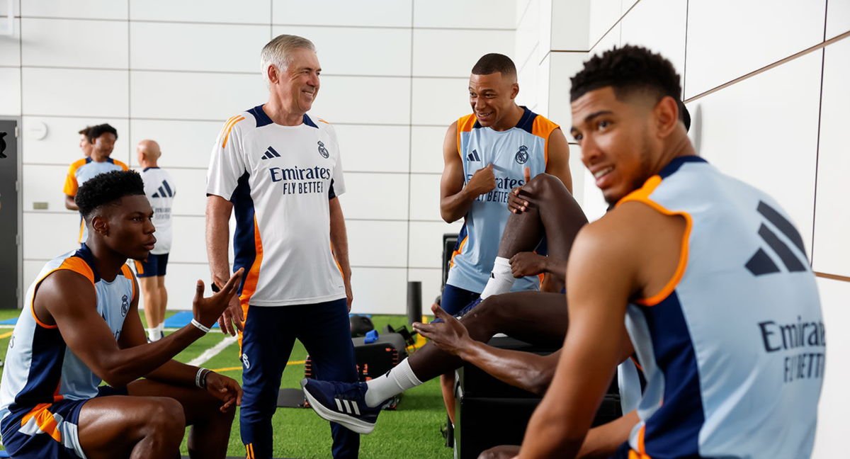 Mbappé en su primer entrenamiento como jugador del Real Madrid.