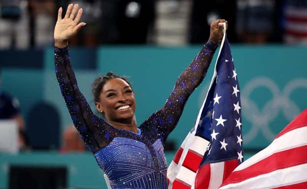 Simone Biles, con su vestido de Swarovski Reuters
