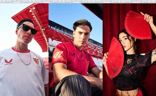 Todas las equipaciones del Sevilla para esta temporada.  SEVILLA