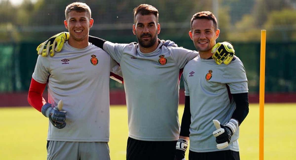 Elías García (izquierda), junto a Manolo Reina (centro) y Miquel Parera (derecha) en su etapa en el Mallorca.