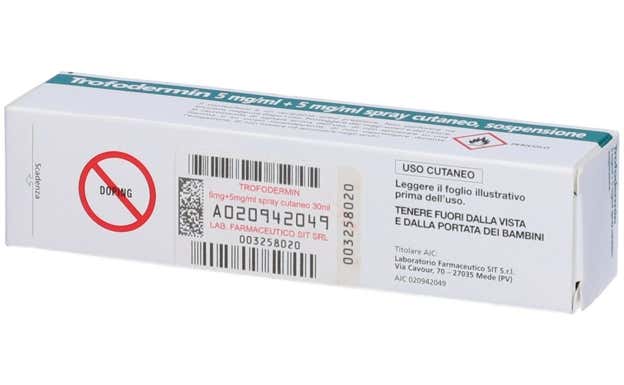 Una fotografía de un medicamento italiano con Clostebol en el que se señala que puede ser dopante.