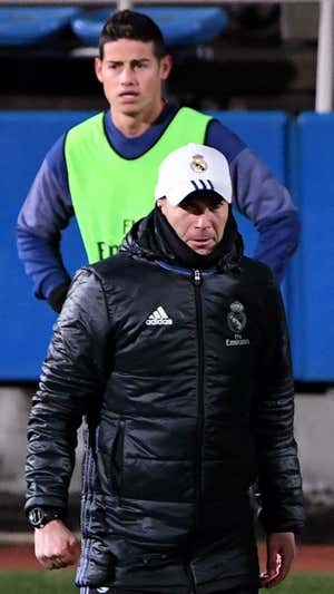 Zidane y James, en un entrenamiento.
