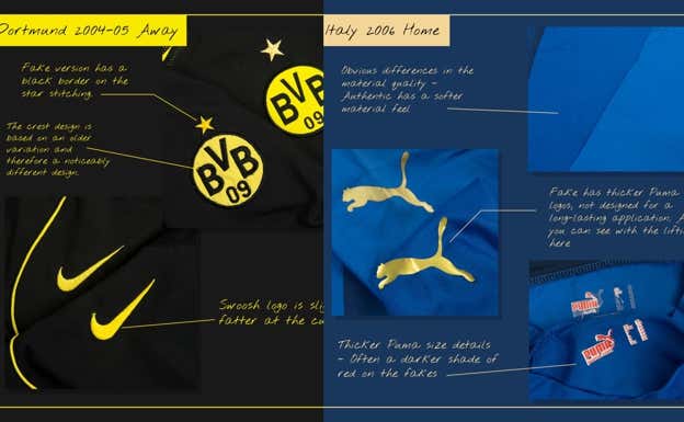 Diferencias entre original y copia.  Classic Football Shirts