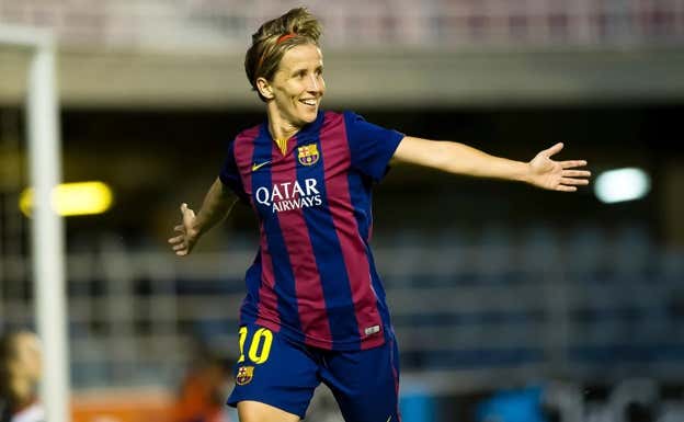 Sonia celebrando un gol con el Barça. FC BARCELONA