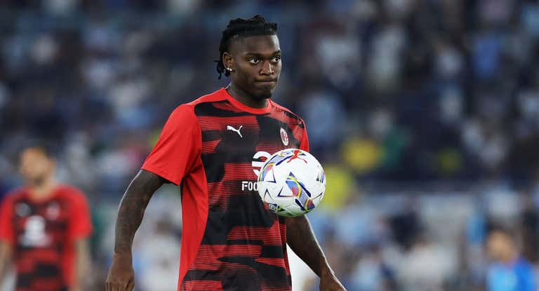 Rafael Leao antes del Lazio-Milan.