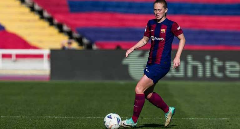 Keira Walsh, durante el último partido ante el Real Madrid disputado en el Estadio Olímpico Lluís Companys.