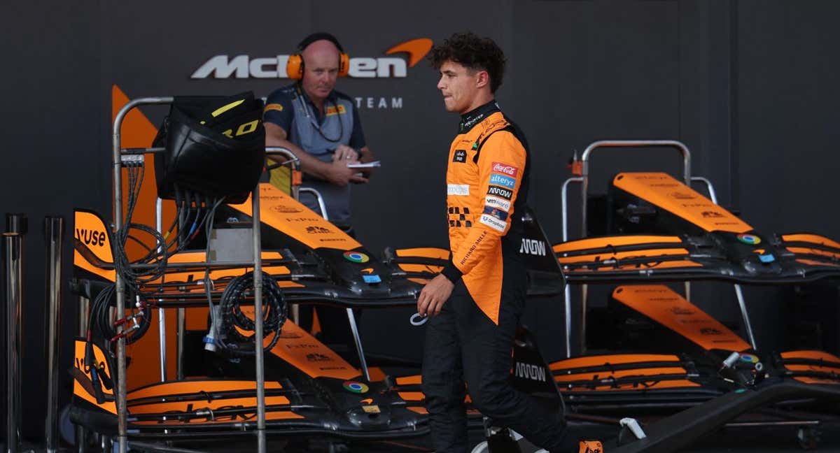 Lando Norris, en el paddock de Bakú.