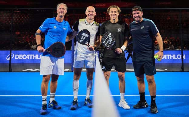 Los exfutbolistas en Róterdam. PREMIER PADEL