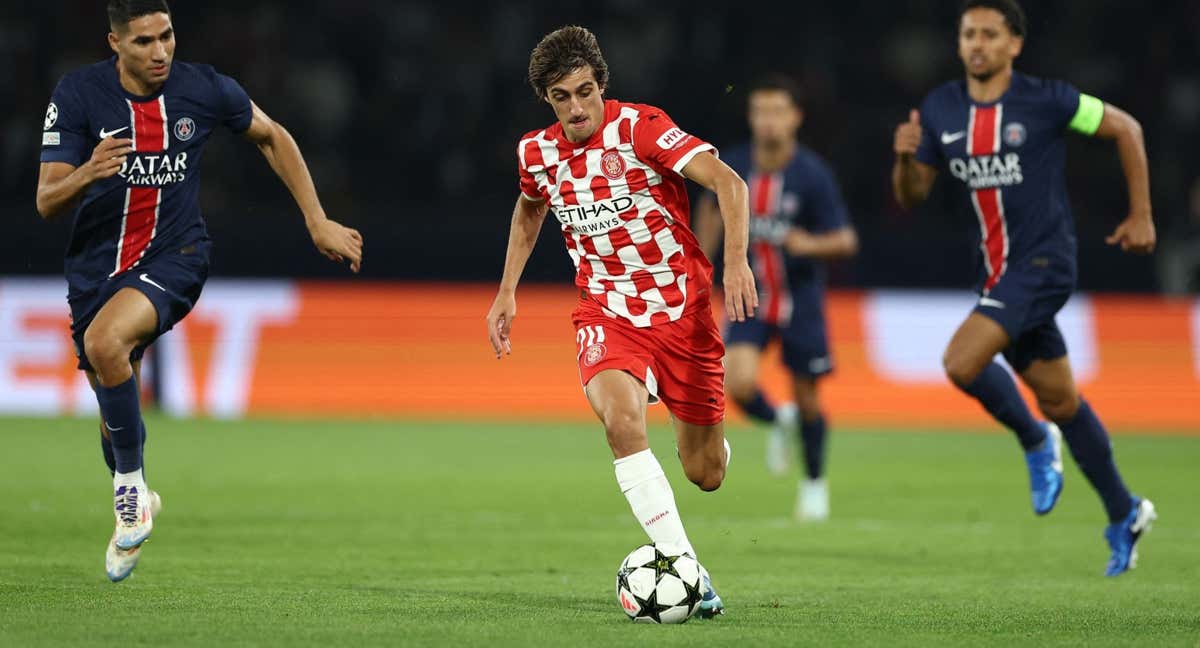 Bryan Gil fue uno de los principales argumentos ofensivos del Girona en el primer tiempo.