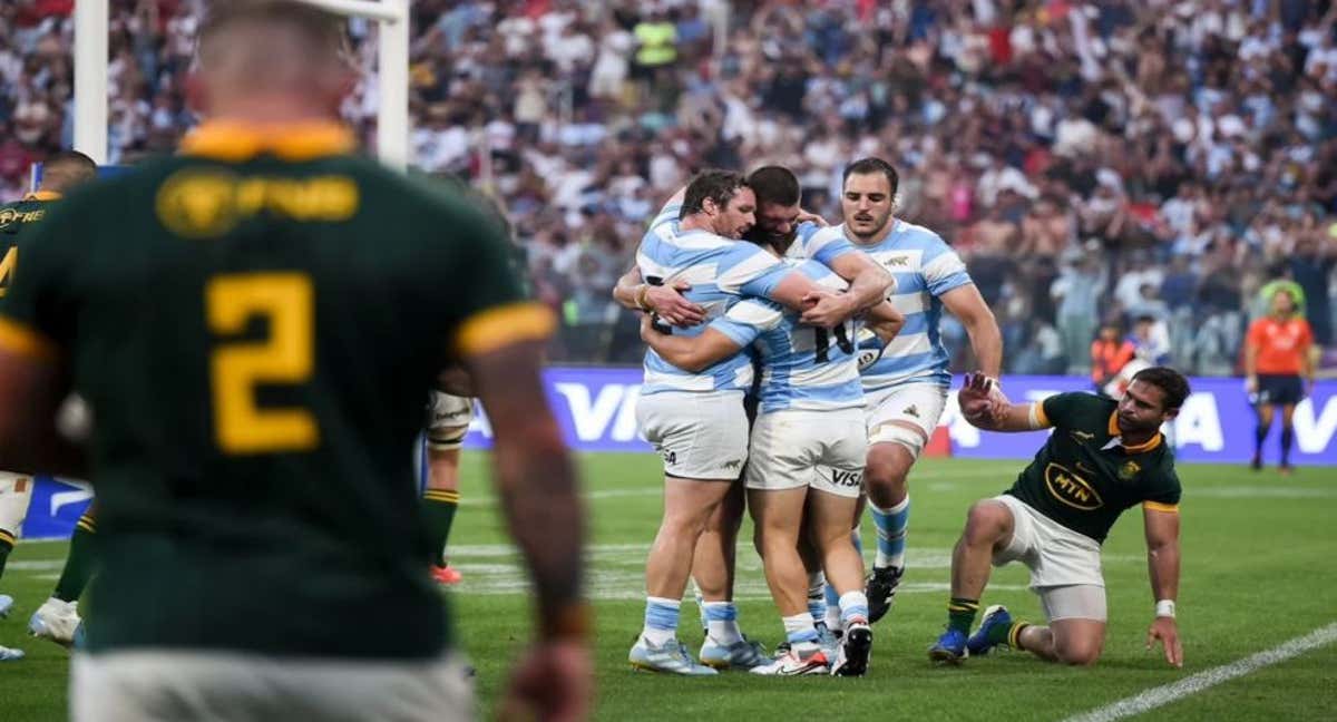 Argentina celebra la victoria ante Sudáfrica.
