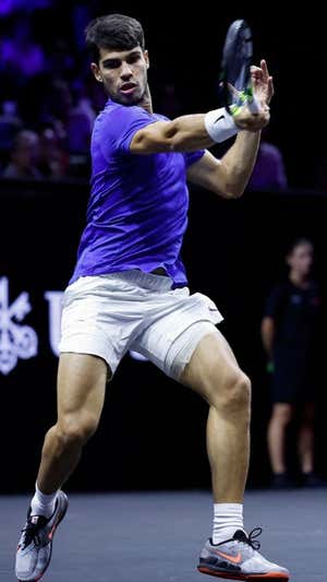 Alcaraz, durante la Laver. AFP