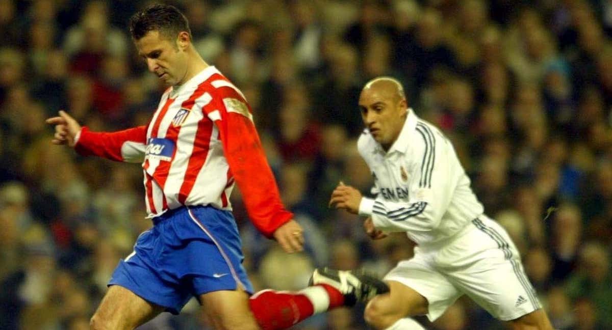 Javi Moreno, durante el derbi de la temporada 02-03.