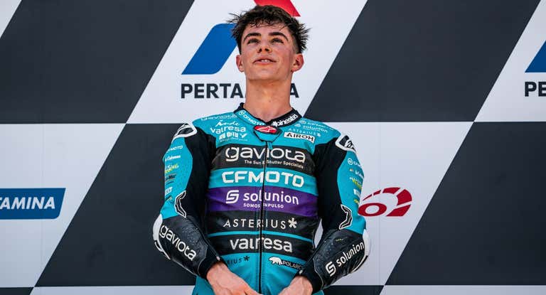 David Alonso, en el podio de Indonesia.