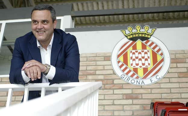 Josep Gusó, en el palco de Montilivi.  El Punt / Eudald Picas
