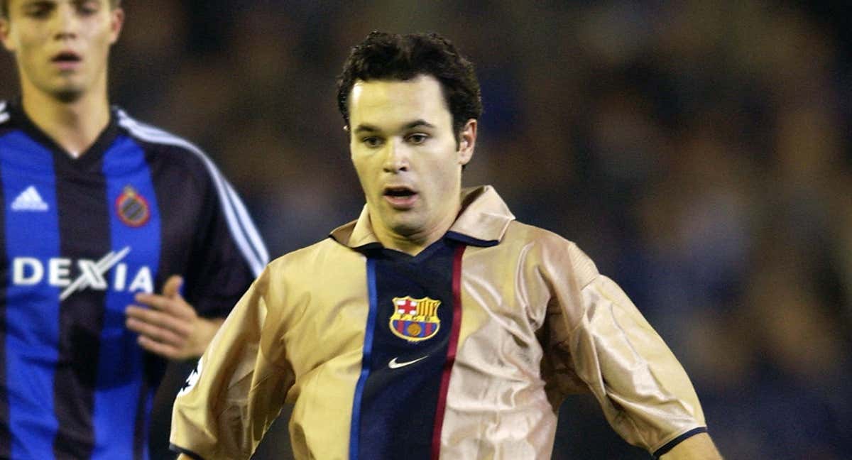Andrés Iniesta, durante su debut con la camiseta del Barcelona el 29 de octubre de 2002.