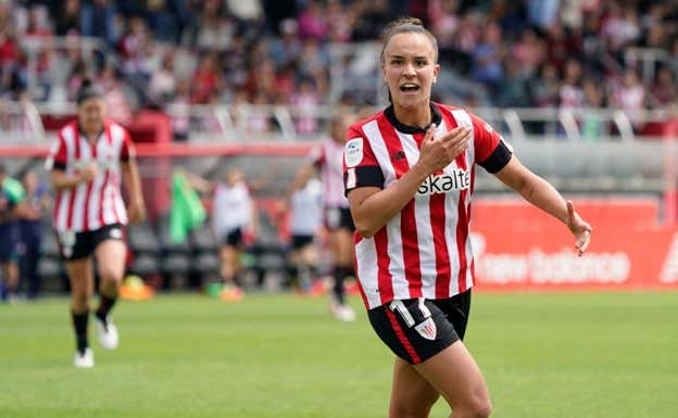 Nerea Nevado celebrando un gol.  ATHLETIC CLUB