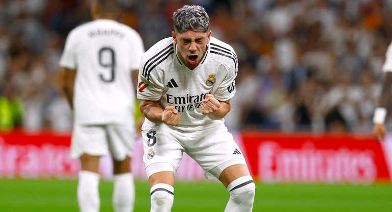 Fede Valverde celebra su gol.