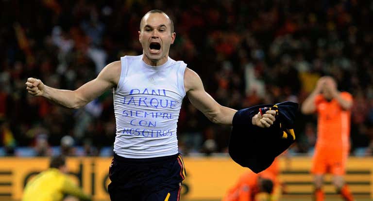 Celebración de Iniesta tras el gol de la final del Mundial de 2010.