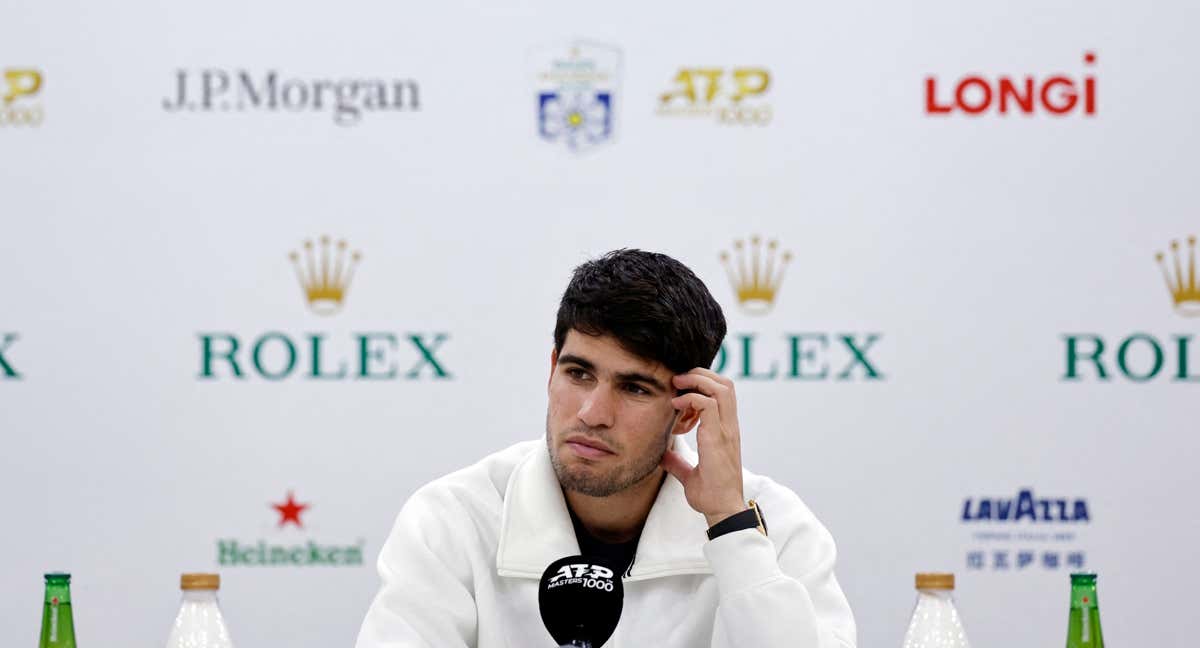 Alcaraz, en sala de prensa tras caer en Shanghái.