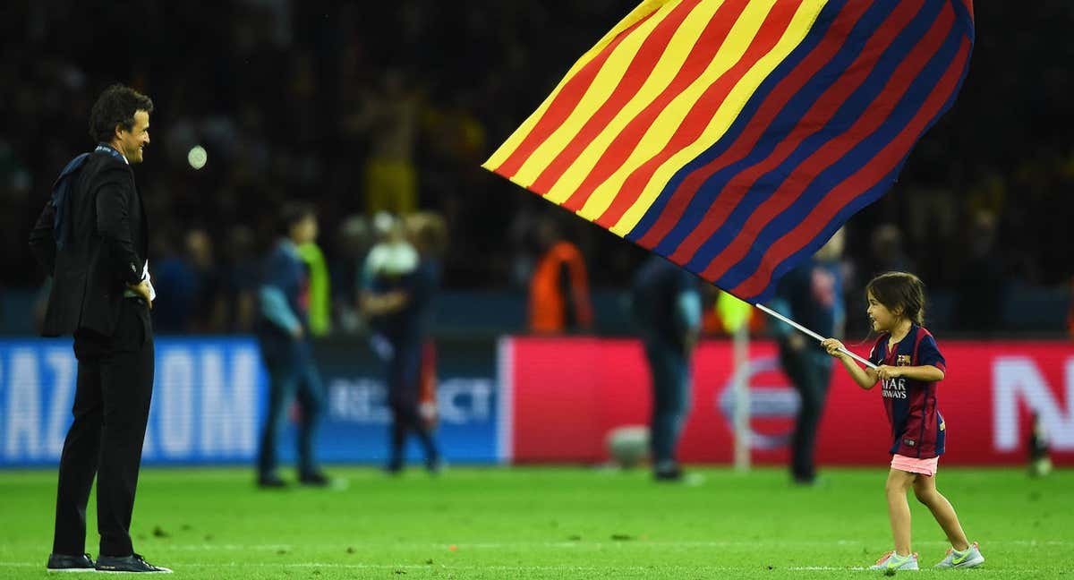 Luis Enrique y Xana tras la final de la Champions de 2015.