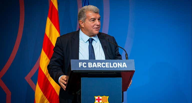 Joan Laporta en la asamblea blaugrana.