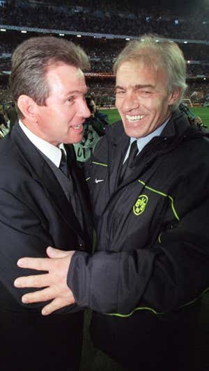 Heynckes, técnico del Madrid, junto a Scala, entrenador del Borussia Dortmund.  GETTY