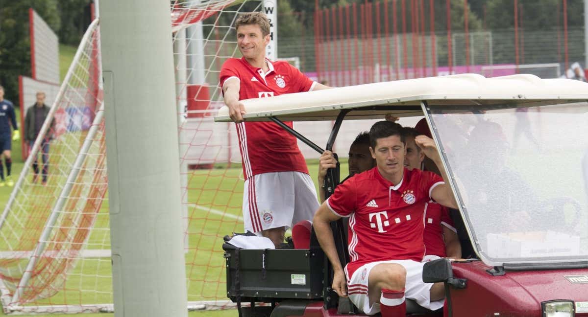 Müller y Lewandowski, en una pretemporada con el Bayern.