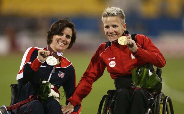 Marieke Vervoort celebra su oro en Londres 2012.  GETTY