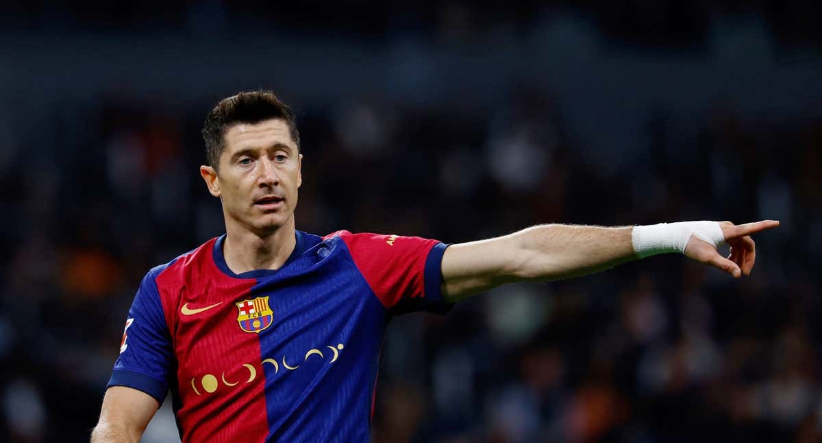 Robert Lewandowski, durante el Clásico del Bernabéu