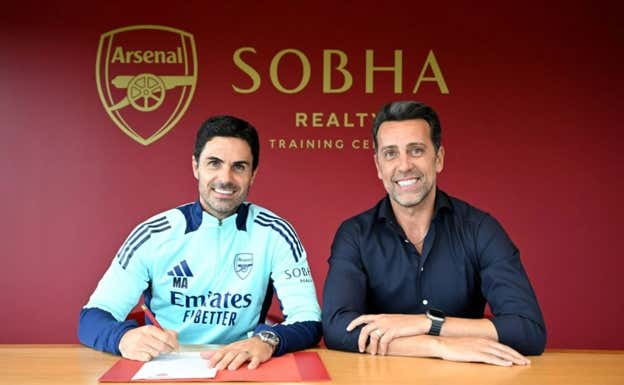 Mikel Arteta y Edu, director deportivo del Arsenal. Getty Images