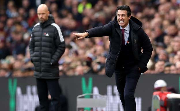 Erik ten Hag y Unai Emery, durante un enfrentamiento. REUTERS