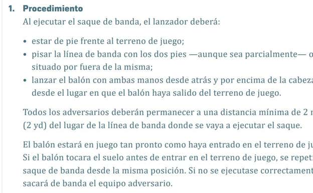 La norma del saque de banda.