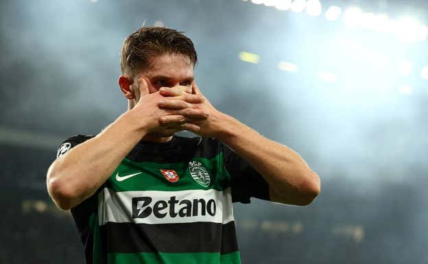 La celebración de Viktor Gyokeres. REUTERS