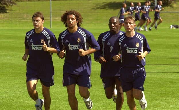 Iván Campo, en un entrenamiento con el Real Madrid.