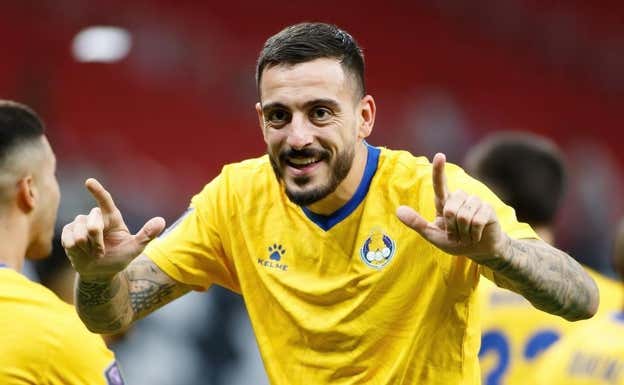 Joselu celebra un gol con el Al-Gharafa.  INSTAGRAM