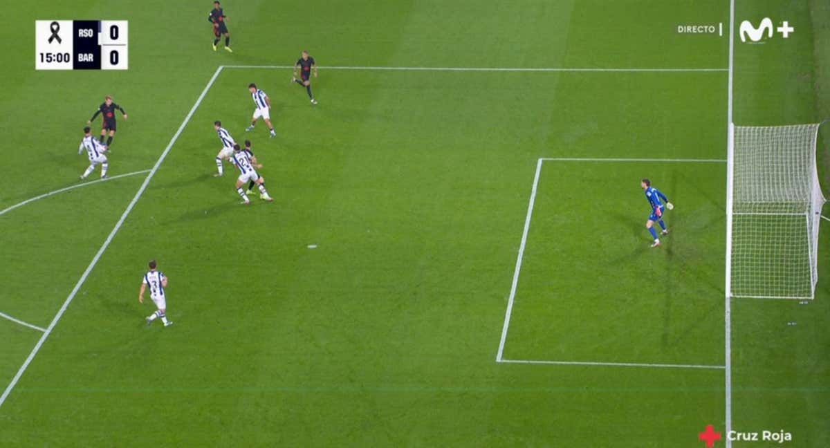 El gol anulado a Lewandowski ante la Real Sociedad.