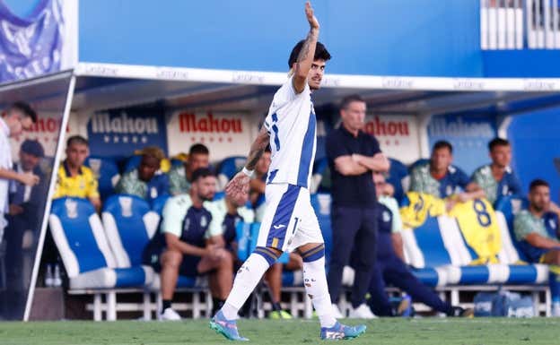 Juan Cruz, tras marcar un gol a Las Palmas en la jornada 2 de este curso.  AFP