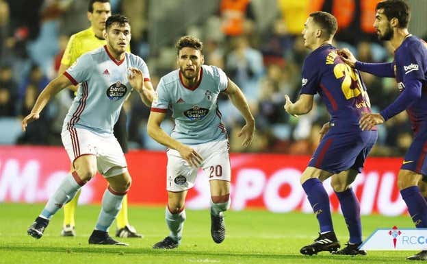 Sergi Gómez ante el FC Barcelona.  @RCCelta