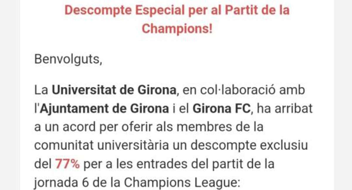 Mail que recibieron los profesores.