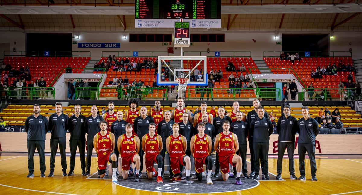 España en el último partido ante Eslovaquia del clasificatorio del Eurobasket 2025.