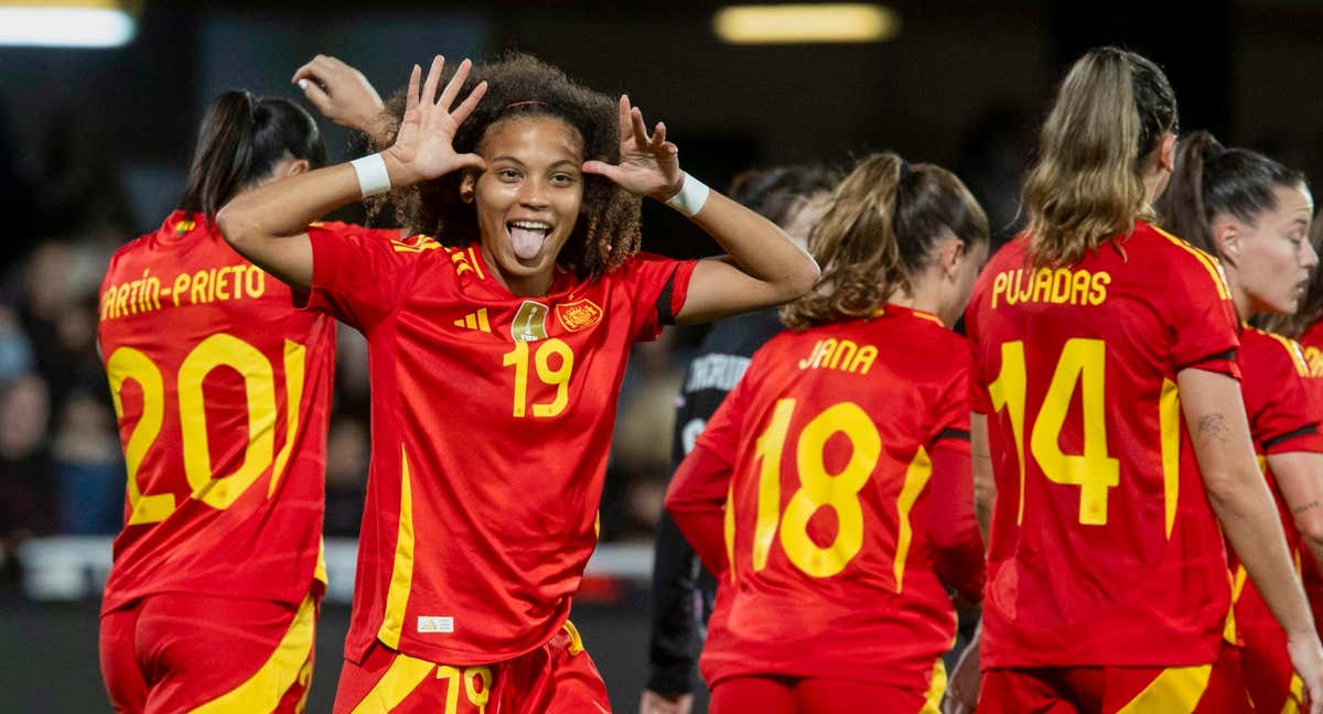 Vicky López celebrando su gol ante Corea del Sur.