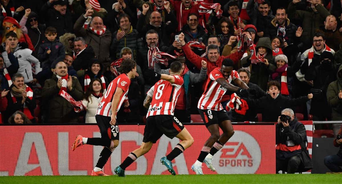 Iñaki Williams celebra su gol ante el Villarreal con baile incluido.