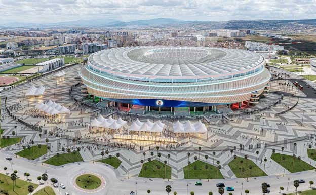Imagen generada por ordenador del Gran Estadio de Tánger. YALLAVAMOS2030