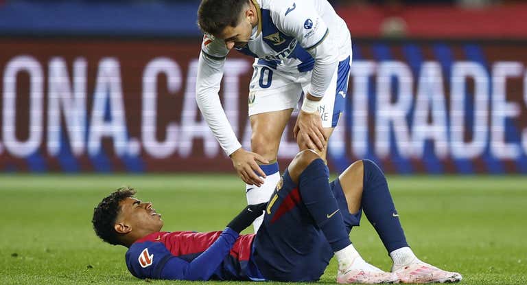 Lamine Yamal se lesionó ante el Leganés en el minuto 17.