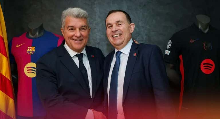 Joan Laporta y Siscu Pujol, este lunes.