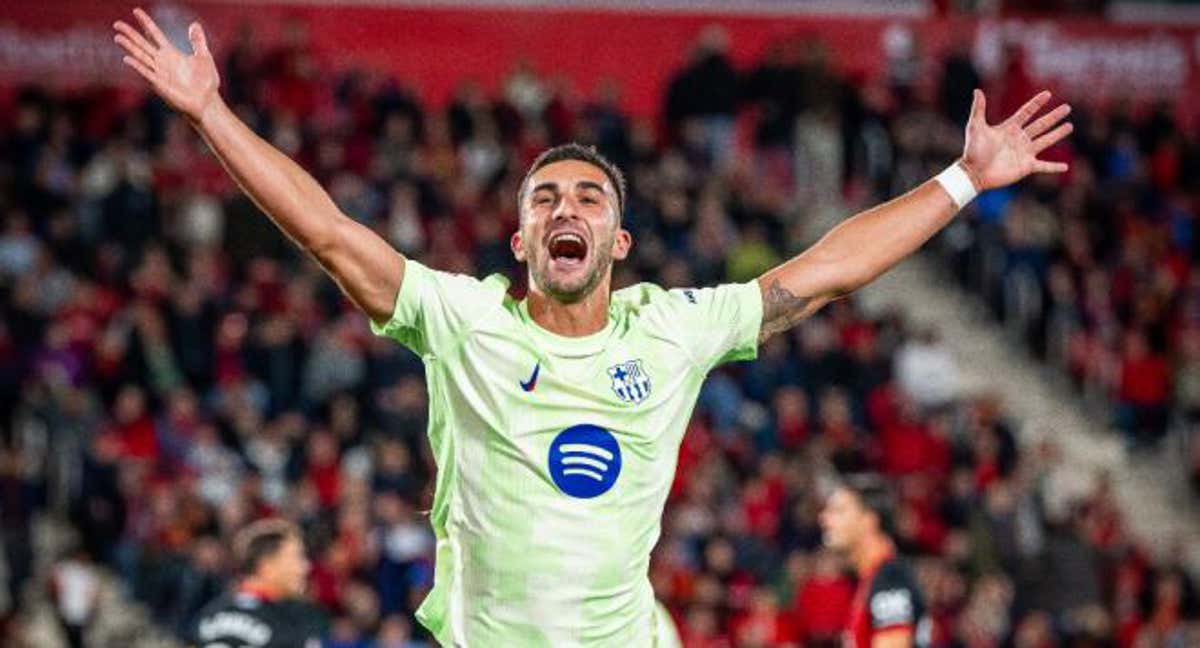 Ferran Torres celebra un gol en Son Moix.