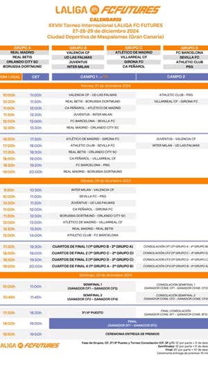 Los horarios de LaLiga Futures.  LaLiga.