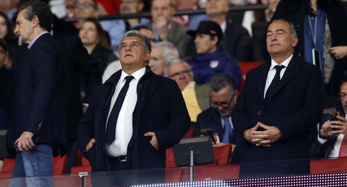 Joan Laporta y Rafa Yusté en el palco.