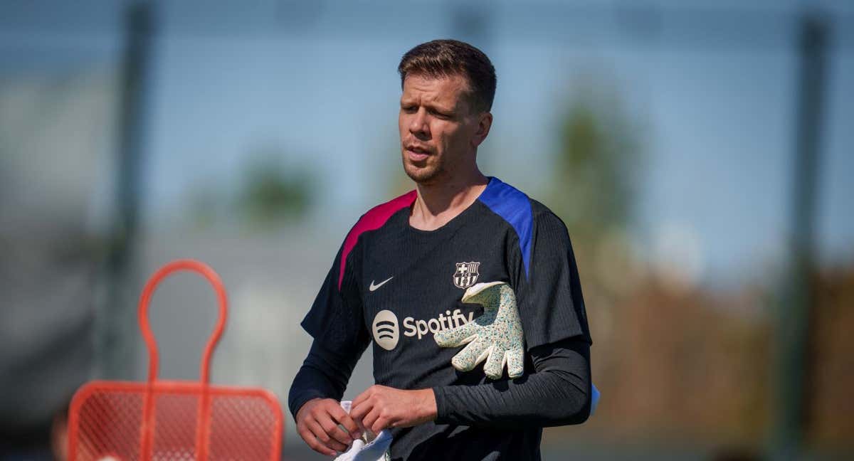 Szczesny en su primer entreno como azulgrana. /FC BARCELONA